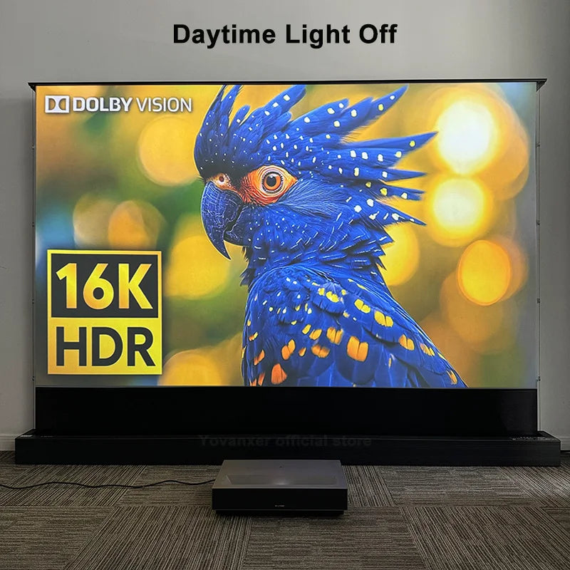 2025 New 120 inch ALR Rejecting Motorized Electric Tab Tension Floor Rising Projector Screen Square Shell  for UST Projector