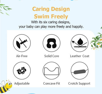 Mambobaby Float with Crotch Strap UPF50+ Canopy Air-Free Non-Inflatable Baby Swimming Ring Toddler Pool Float Infant Water Ring