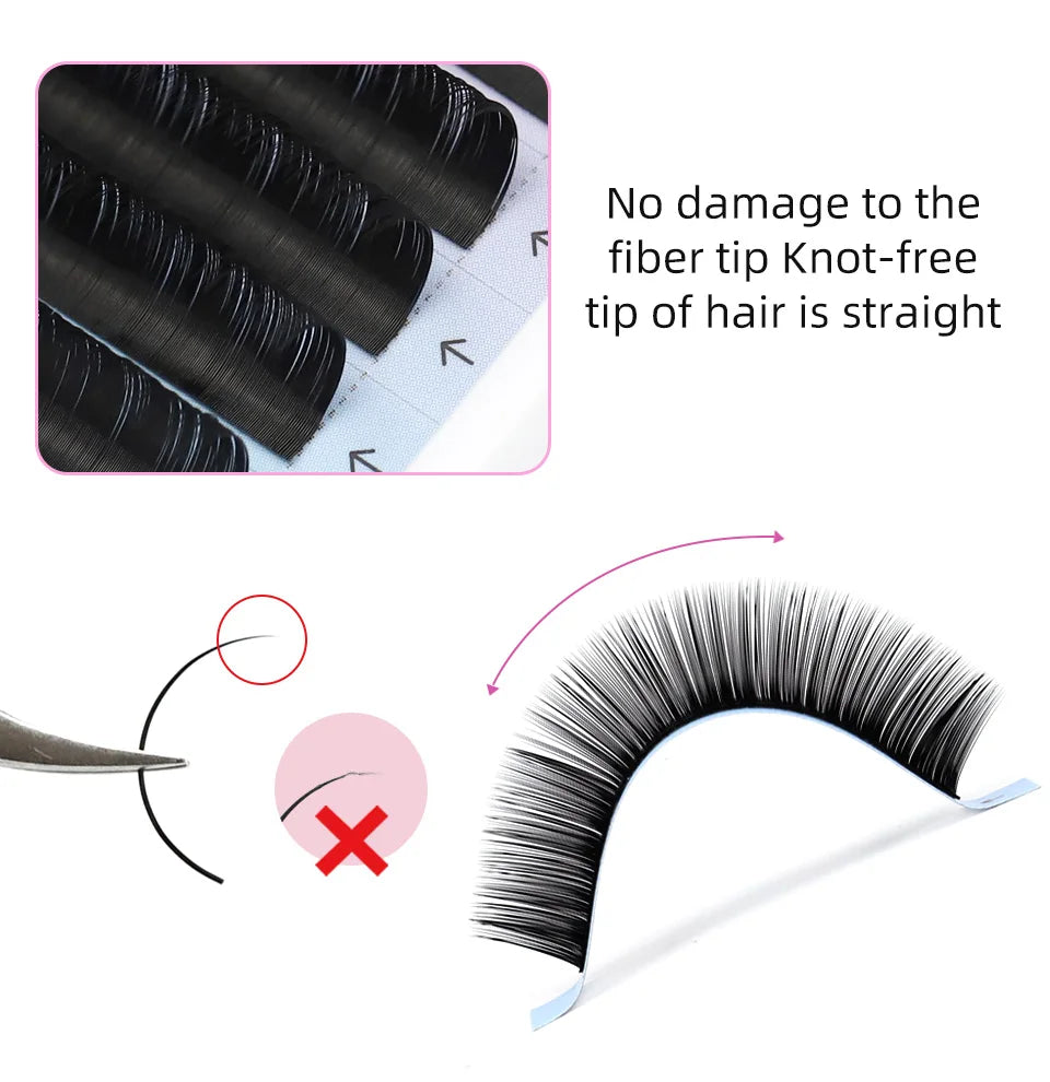 Rujade All Sizes 6-20mm Individual Eyelash Extension Matte Black Premium Russian Volume Eyelash Handmade Faux Mink Lashes Cilias