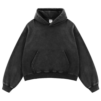 VIPReAlr2025 Winter Hoodie Retro Harajuku Fashion Washed Cotton 380GSM Pullover Sweatshirt Y2K RE Alr