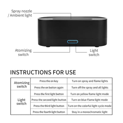 160ml Flame Diffuser Humidifier 7 Colors Light Changing Essential Oil Diffusers Aromatherapy Diffusers for Home Office Bedroom