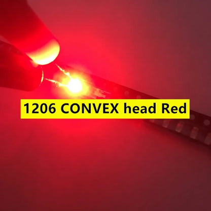 100PCS 1206(3216) Ball head concentrated SMD LED Diode Chip Red Green Blue Yellow Orange White SMT Lamp Light Beads Emitting Kit