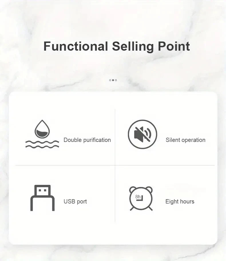 Super Quiet Portable Mist Humidifier Adjustable Length for Office Bedroom Car TravelNo Water Bottle Needed Enhances Air Moisture