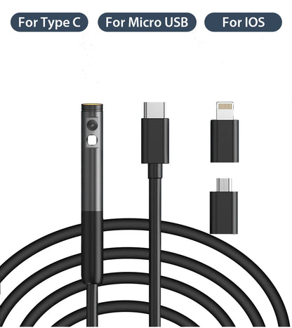 KERUI 2MP Industrial Endoscope Camera Single/Dual Lens Mini Inspection Camera for Iphone Waterproof Pipeline Borescope Type C