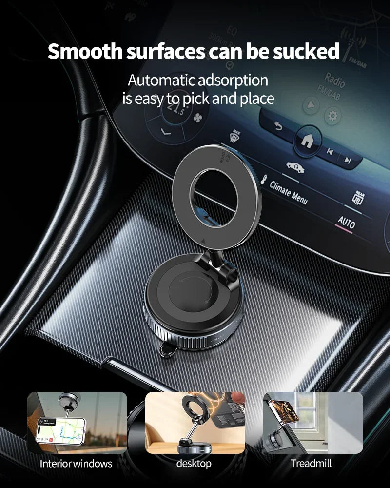 K007 Strong Magnetic Car Phone Holder Foldable Design 360° Adjustable Vacuum Mount for Car/Desk/Bathroom/Universal Use Holder