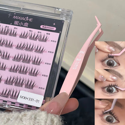 Stainless Steel False Eyelashes Tweezers Lashes Extension Clips Eyemakeup Tools Fine Tip Profession Tweezer