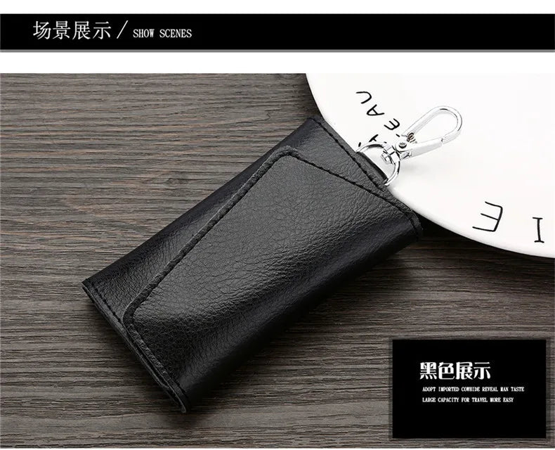 New Genuine Leather Keychain Men Key holder key organizer Pouch Car Key pouch Wallet Housekeeper Key Case Mini Card Bag