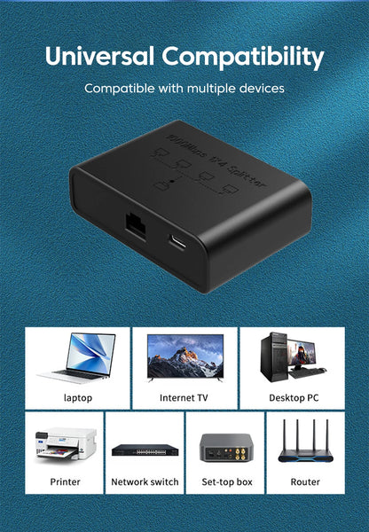 100/1000Mbps Gigabit Ethernet High Performance Smart Switch 5 Ports Network Connector For USB Cable RJ45 Splitter Adapter Office