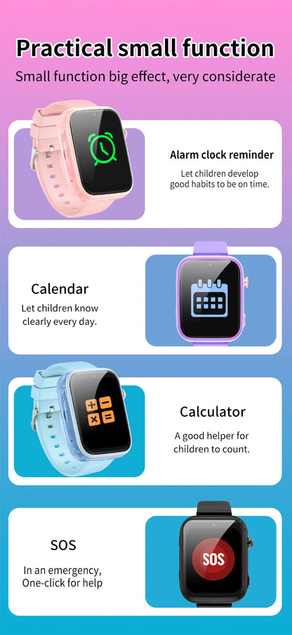 Android WhatsApp Smart 4G Video Voice SOS Call Camera Watch GPS WIFI Trace Locate SIM Card Phone Smartwatch for Student Child