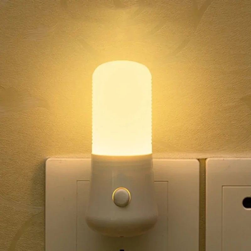 LED Night Light  White EU /USPush Button Switch Wall Socket Lamp Bedroom Bedside Lamp Baby Room Corridor Home Decor Night Lights