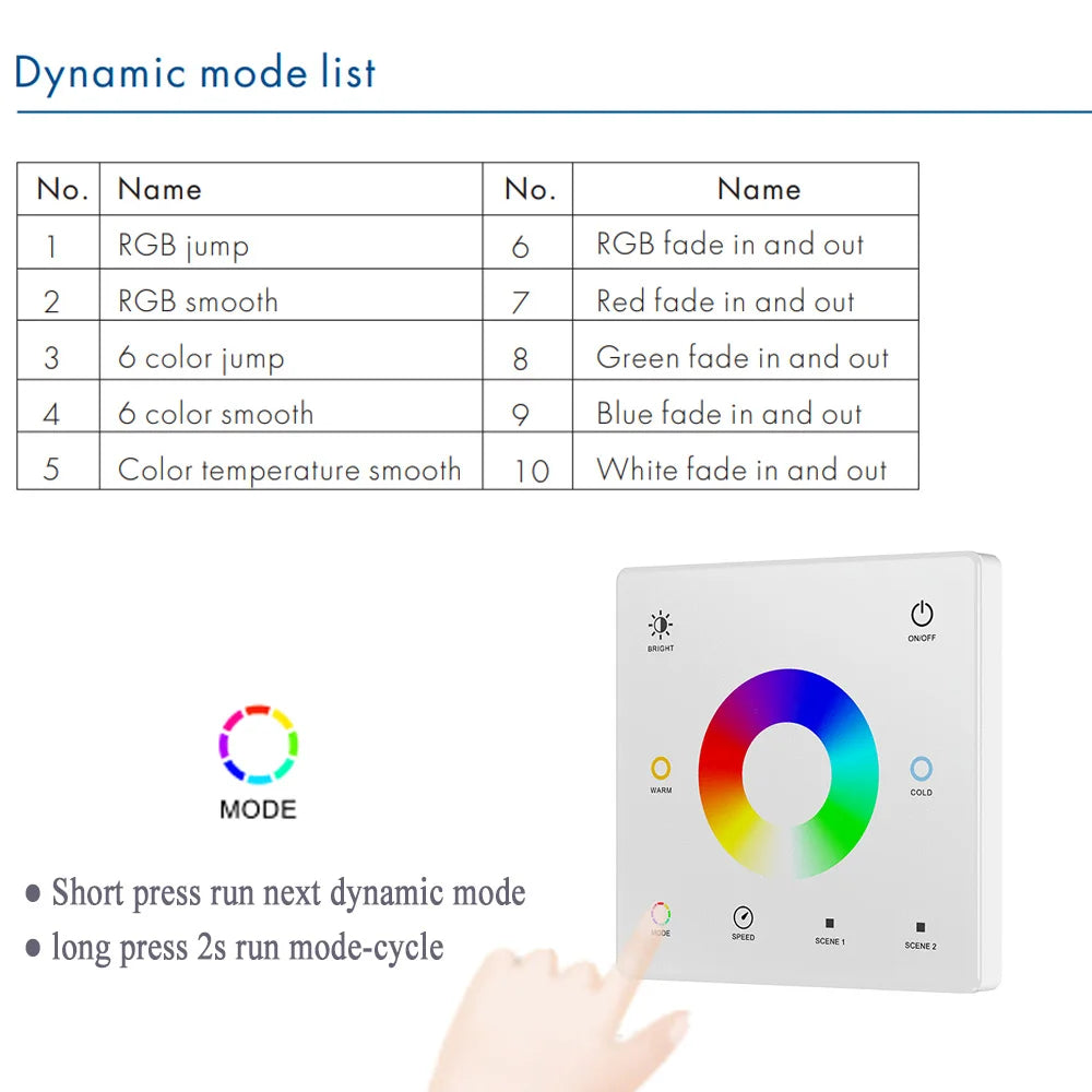 5M 10M 20M 24V COB RGB+CCT LED Strip Flexible Dimmable Room Cabinet Liner Light Bedroom Decor 2.4G RF Touch Panel Remote Control
