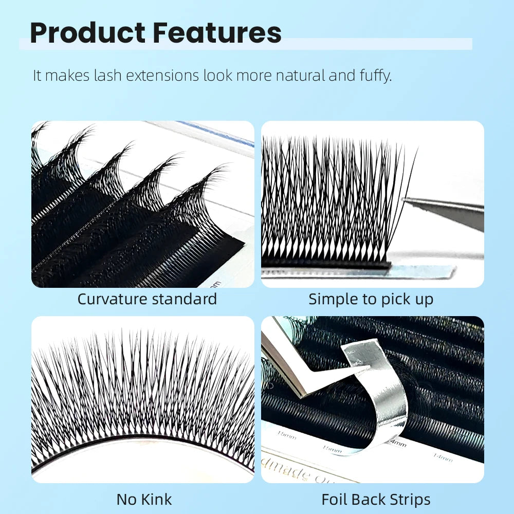 Yelix Narrow 5D Lashes Smaller Spacing 5D W Shape Eyelash Extension Premade Natural Soft Small Fan Mesh Volumen Lashes