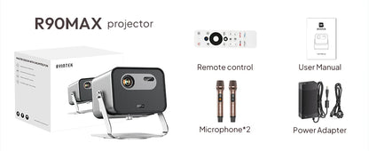 BYINTEK R90 Max 1080P Projector 4K Full HD DLP 2200 ANSI Lumens Android TV 13.0  3D 4K Supported Smart  Home Theater  Projector