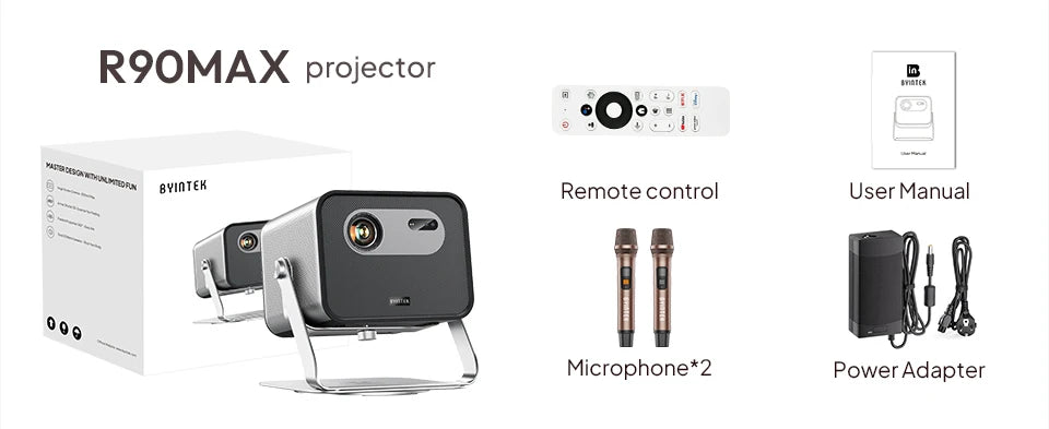 BYINTEK R90 Max Full HD 1080P Projector 4K DLP 2200 ANSI Lumens Android TV 11.0  3D 4K Supported Smart  Home Theater  Projector