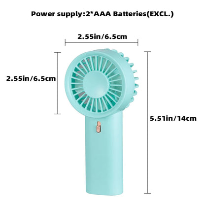 1 mini handheld fan with wind speed and hanging rope, suitable for outdoor use, requires 2 AAA batteries to be self provided