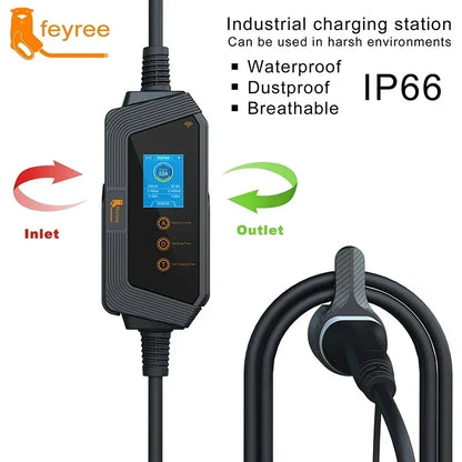 feyree Type2 / Type1 / GBT / TS-NACS Socket 32A 7KW 1 Phase Smart APP Wi-Fi Control for Home & Outdoor Use
