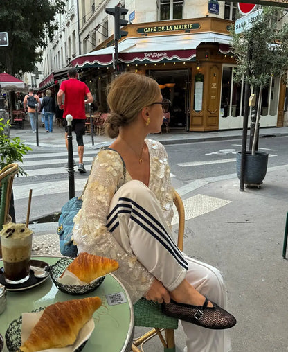 YENKYE New Autumn Women Sequin Kimono Jacket Coat Long Sleeve V Neck Female Casual Loose Outerwear Chic Lady Wrap Outfits