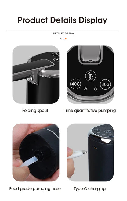 Electric Water Pump Bucket Water Suction Device Water Intake Device Household Office USB Outdoor Convenient Water Dispenser