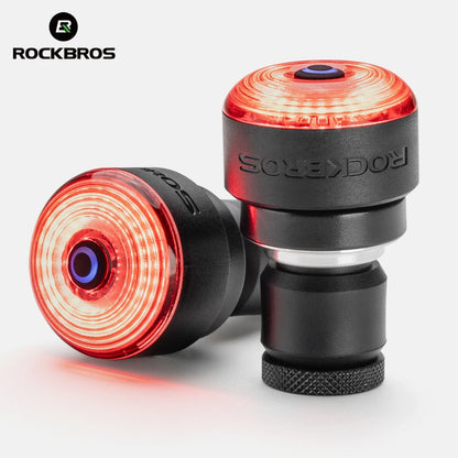 ROCKBROS Bike Handlebar Light LED Bicycle Waterproof Rechargeable Road Bike Handlebar End Plug Warning Taillight Bike Accessory