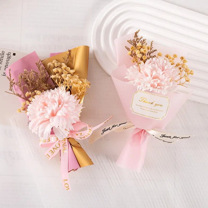Soap Flower Carnation Bouquet Mother's Day Gift Small Bouquet Faux Flowers Perpetual Flower Companion Gift Accessories