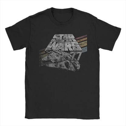 Stars  T-Shirts Men Millennium Falcon 77 Fashion Pure Cotton Tee Shirt Crewneck Short Sleeve T Shirt Printing Tops