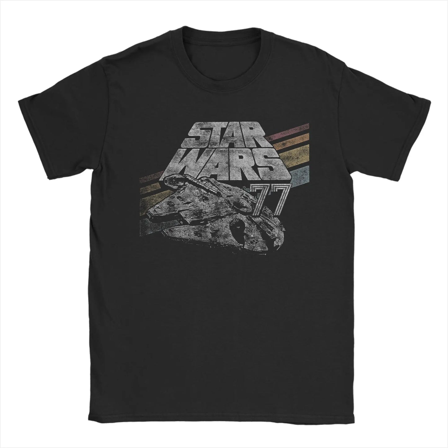 Stars  T-Shirts Men Millennium Falcon 77 Fashion Pure Cotton Tee Shirt Crewneck Short Sleeve T Shirt Printing Tops
