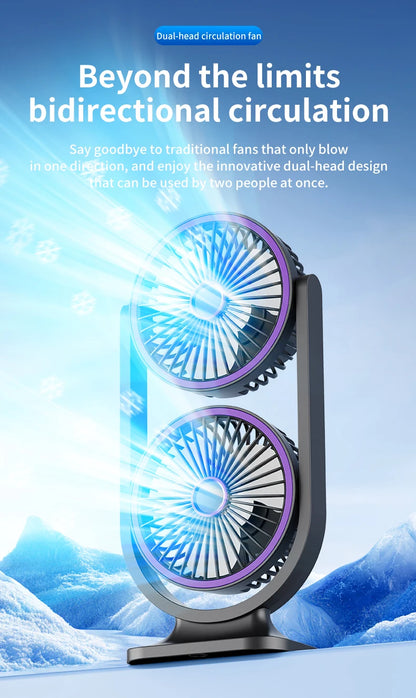 TINSOL 2026 New Dual-Head Desktop Fan, High-Power Air Circulation Fan, Office and Dormitory Double-Layer Fan
