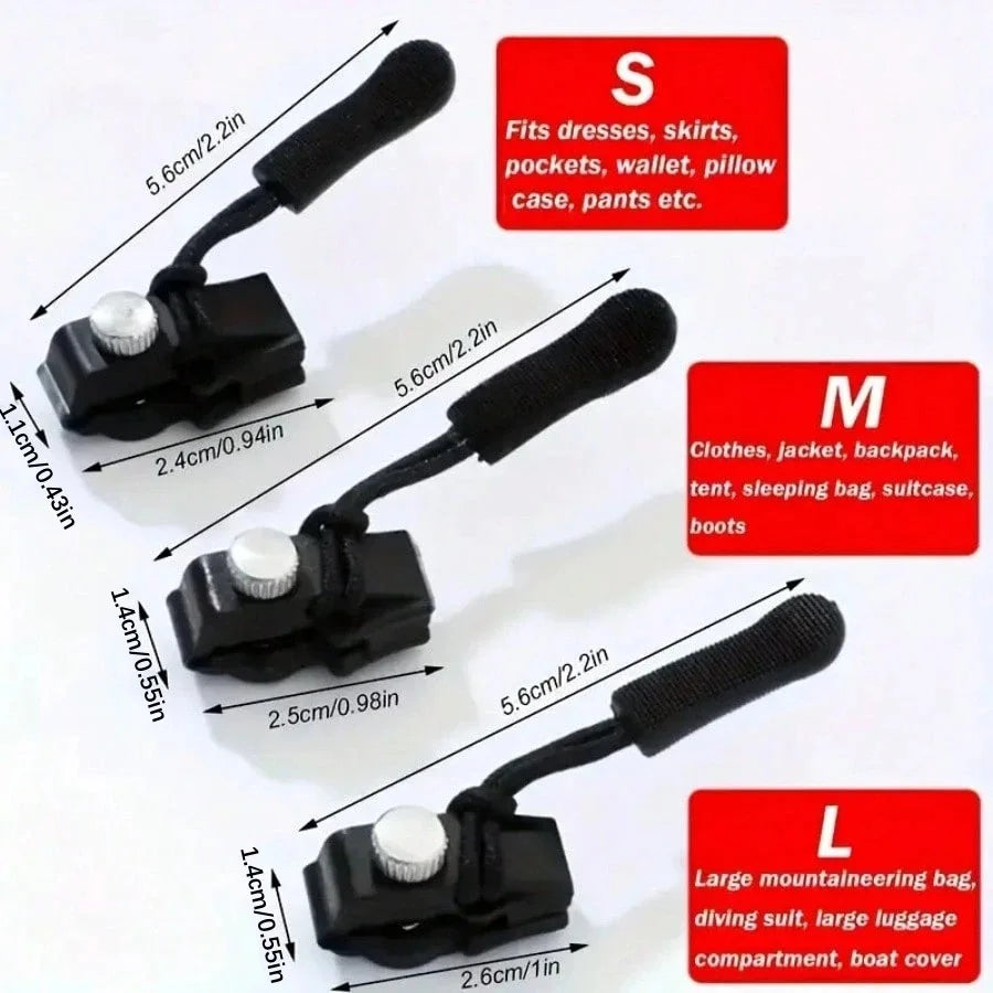 3-12Pcs Universal Zipper Repair Kit Quick Instant Detachable Zipper Head Replacement Zipper Slider Pull Jacket Bags Coat DIY Sew