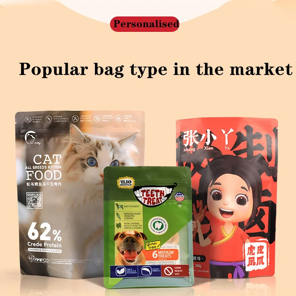 Custom Digital Print Resealable Stand up Pouch Bag Food Grade Plastic with Zipper for Candy Sweets Nuts Cookies Doypack