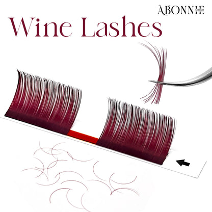 Abonnie Wine Red Lashes Colored Classic Eyelash Extensions Fluffy Eyelashes Soft Individual Lash