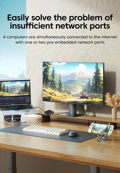100/1000Mbps Gigabit Ethernet High Performance Smart Switch 5 Ports Network Connector For USB Cable RJ45 Splitter Adapter Office