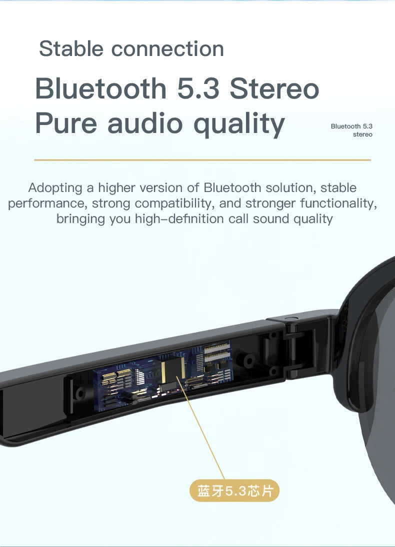 F08 Open-Ear Design Music & Calls Wireless Audio Eyewear Polarized Lenses Built-in Mic Semi-Rim Bluetooth Sunglasses