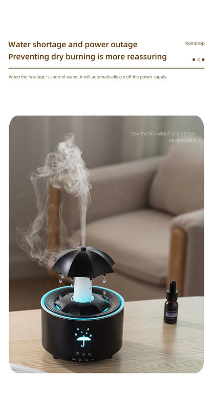 New Creative Rotating Raindrop Aromatherapy Machine Rain Cloud Humidifier Heavy Fog Quantity Colorful Moving Head Humidifier