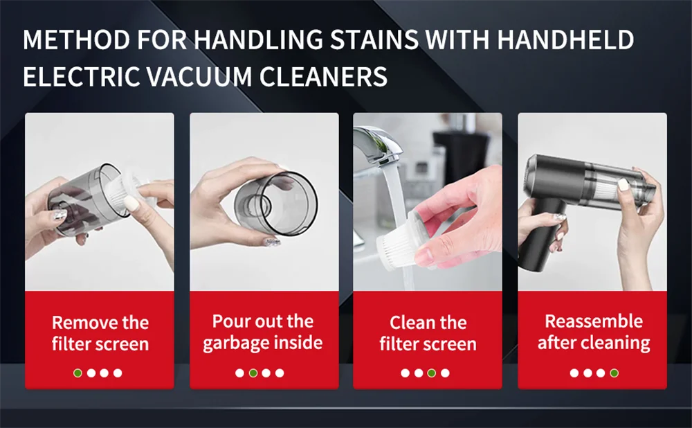 Cordless Handheld Vacuum Cleaner High Power Mini Portable Car Dust Collector with Hairdryer Function for Auto Interior Cleaning
