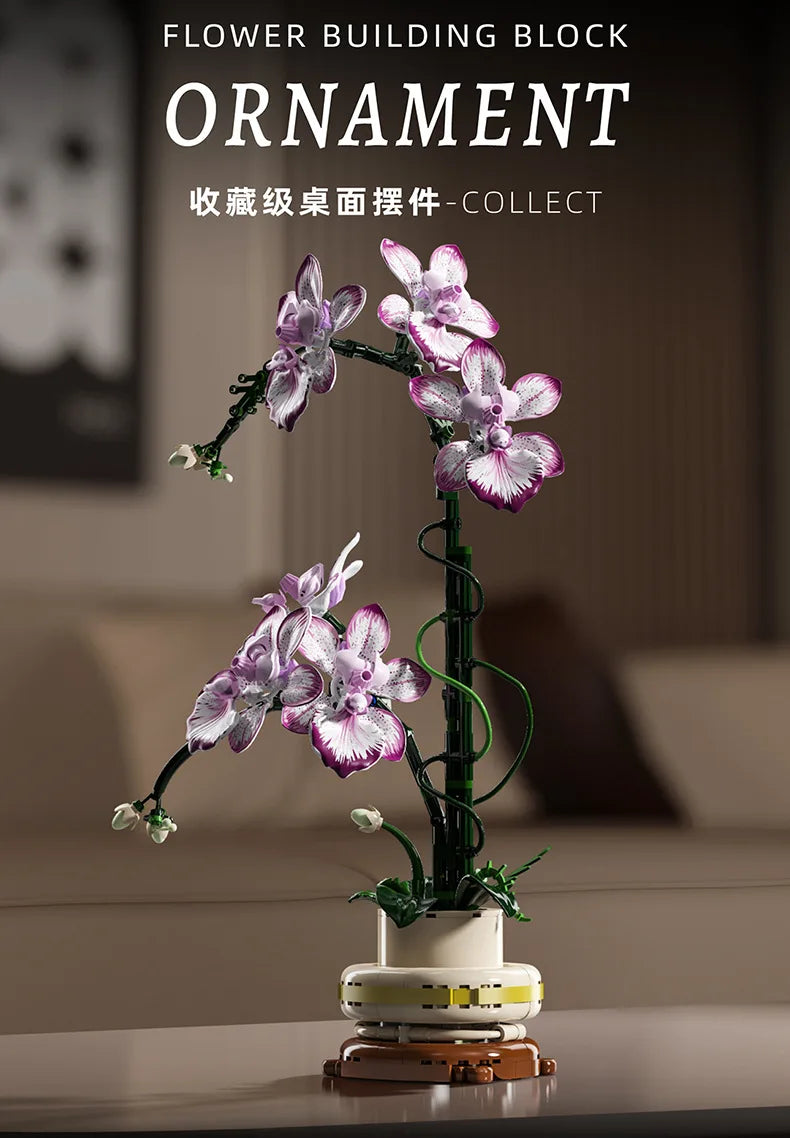 Mother's Day Gift Flowers Building Block Toy Oncidium Bouquet MOC Small Particles Orchid Bricks Flower Toy for Woman Girls Kids