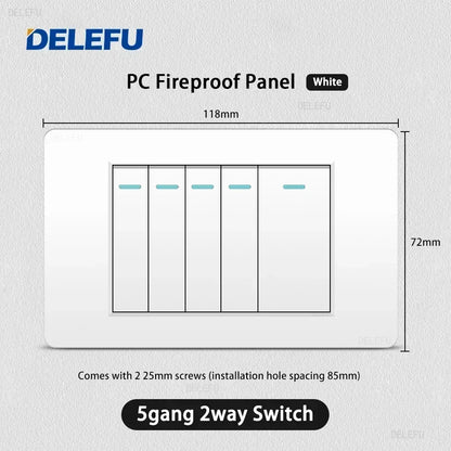 DELEFU White Retardant PC Israel USB Type C Fast Charging Wall Socket Light Tuya Wifi Smart Switch Sat TV Tel Doorbell Curtain