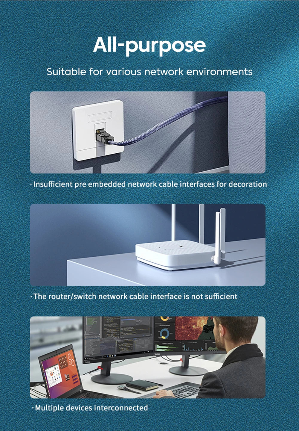 100/1000Mbps Gigabit Ethernet High Performance Smart Switch 5 Ports Network Connector For USB Cable RJ45 Splitter Adapter Office