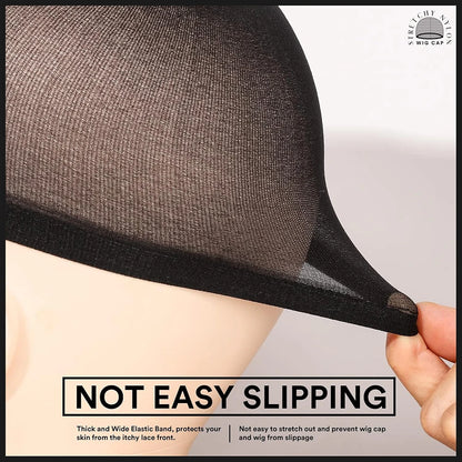 4/20pcs Black Wig Cap Elastic Breathable Invisible Wig Caps Perfect For Professional Use,2pcs/Pack