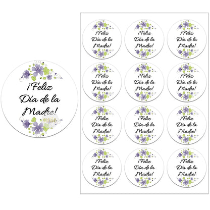 Feliz Día De La Madre Español Happy Mother's Day Decor Stickers Labels Floral Self-adhesive Paper Labels