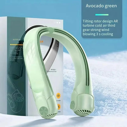 Portable Neck Hanging Fan With Usb Charging Adjustable Bladeless Turbofan Bladeless Student Dormitory Home Outdoor Cooling