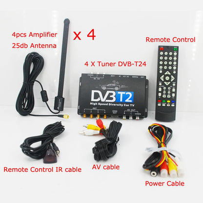HDTV Car DVB-T2 DVB-T MULTI PLP Digital TV Receiver automobile DTV box  With 4 Tuner Antenna