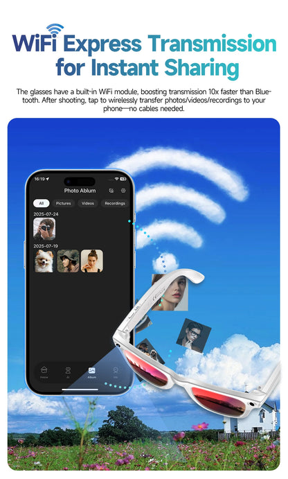 2026 New Upgrade smart glasees With Camera Video Recording AI Photo Recognition Bluetooth Call Translation Voice Sunglasses Man
