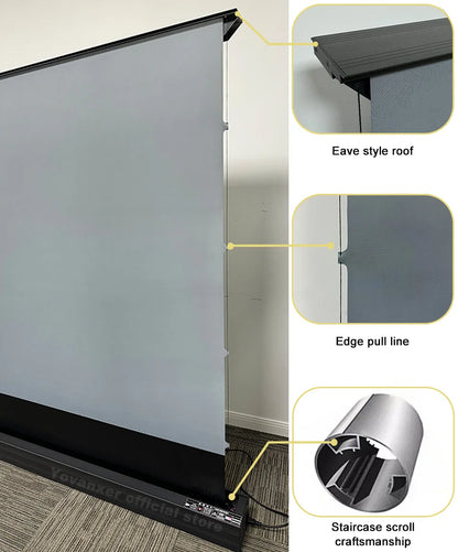 2025 New 120 inch ALR Rejecting Motorized Electric Tab Tension Floor Rising Projector Screen Square Shell  for UST Projector