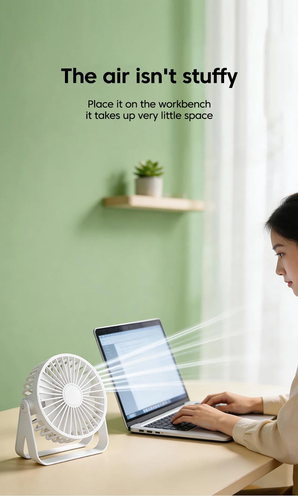 Mini USB Desktop Fan Lightweight Adjustable Summer Silent Electric Fans For Home Office Student Dormitory Outdoor Camping Travel