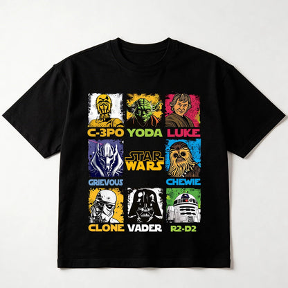 Star Wars Graphic Print Cotton T-Shirt for Adult Kids Family Matching Unisex Casual Daily Wear Summer Top