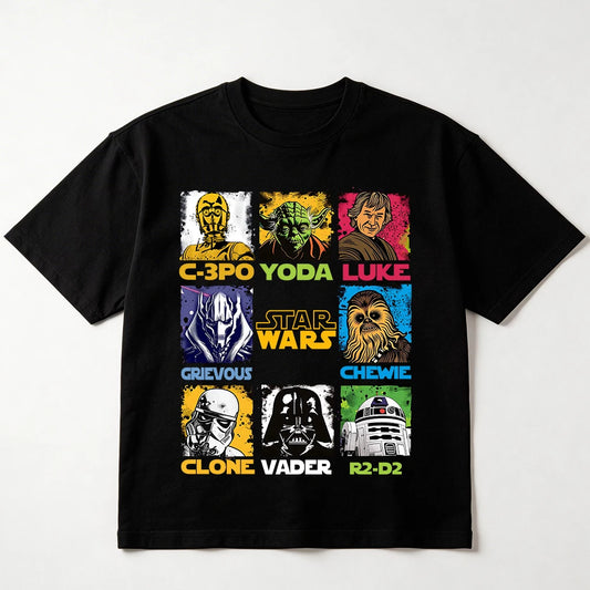 Star Wars Graphic Print Cotton T-Shirt for Adult Kids Family Matching Unisex Casual Daily Wear Summer Top
