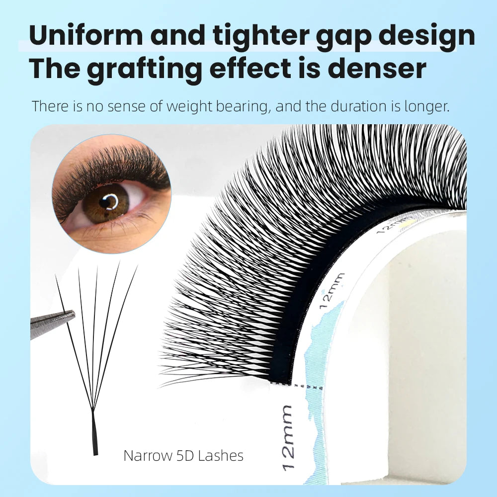 Yelix Narrow 5D Lashes Smaller Spacing 5D W Shape Eyelash Extension Premade Natural Soft Small Fan Mesh Volumen Lashes