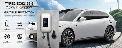 Type 2 Portable EV Charger Appointment time 11KW 16A 3 Phase EVSE Charging Box Cable CEE Plug for Electric Vehicle Car
