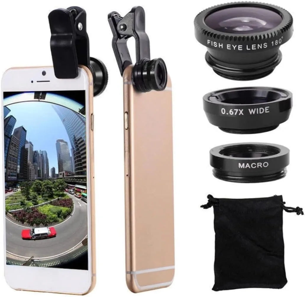 1 Set 3In1 Mobile Phone Fish Eye+Wide Angle+Macro Lightweight Camera Lens For Universal Cell Phone