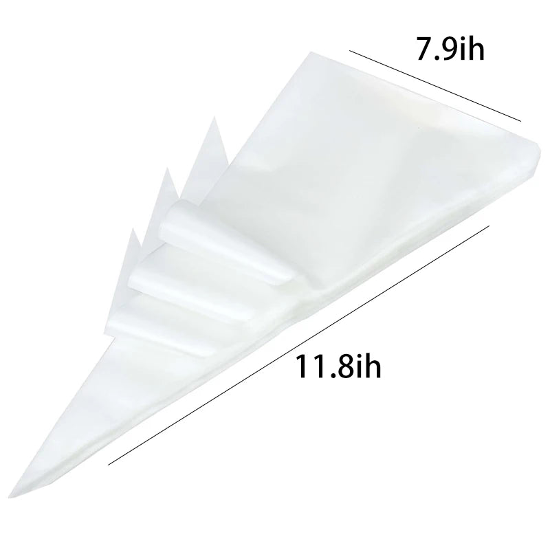100-Pack White Plastic Pastry Bag - Focused Piping Action, Comfortable Hand Grip, 100PCS